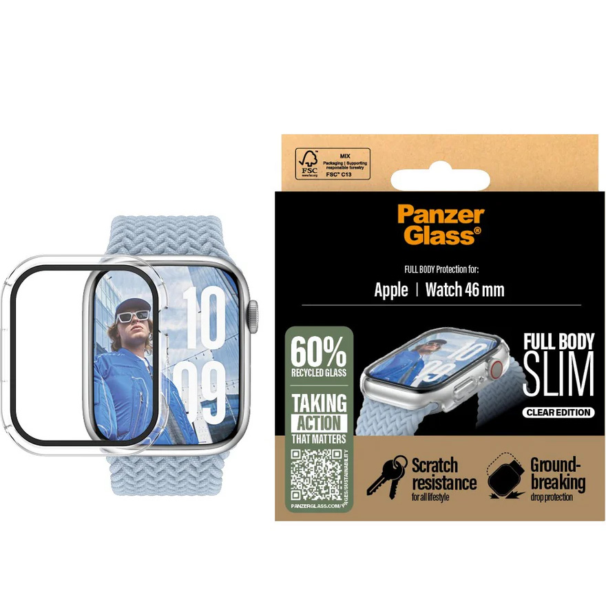 Etui z osłoną ekranu PanzerGlass Snappie Full Body Slim do Apple Watch 11 (46 mm)<br />Apple Watch 10 (46 mm), przezroczyste